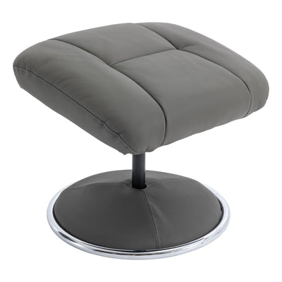 The Denver - Swivel Recliner Chair & Matching Footstool in Cinder Grey Genuine Leather Match