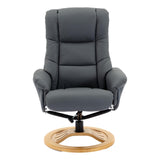 The Mandalay Swivel Recliner Chair & Footstool in Petrol Blue Genuine Leather - Refurbished