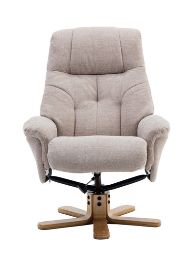 Dubai Lisbon Wheat Fabric Swivel Recliner Chair With Matching Footstool