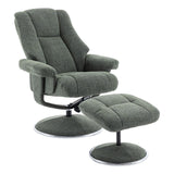 The Denver - Swivel Recliner Chair & Matching Footstool in Cha Cha Fern Fabric - Refurbished