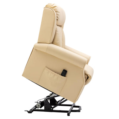 The Darwin - Dual Motor Riser Recliner Mobility Arm Chair in Cream Genuine Leather