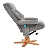 Exmouth Fabric Swivel Recliner Massage Chair & Footstool Charcoal Clearance