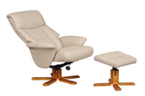 Marseille Faux Leather Swivel Recliner Chair And Footstool In Cafe Latte - Clearance