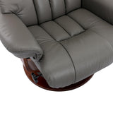 Hereford Genuine Leather Grey Swivel Reclining Chair Matching Footstool