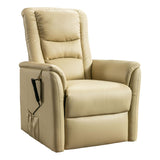 The Bradwell - Single Motor Riser Recliner Chair in Cream Plush Faux Leather - Refurbished