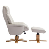 The Dubai - Swivel Recliner Chair & Footstool in Mushroom Plush Faux Leather - Refurbished