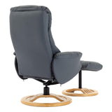 The Mandalay Swivel Recliner Chair & Footstool in Petrol Blue Genuine Leather - Refurbished