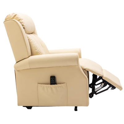 The Darwin - Dual Motor Riser Recliner Mobility Arm Chair in Cream Genuine Leather