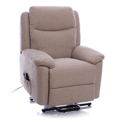 Oxford Riser Recliner / Lift & Tilt Chair in Soft Beige Fabric with USB charging - Clearance