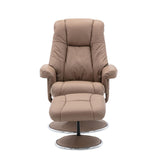 The Denver Swivel Recliner Chair & Footstool - Genuine Leather Earth - Refurbished