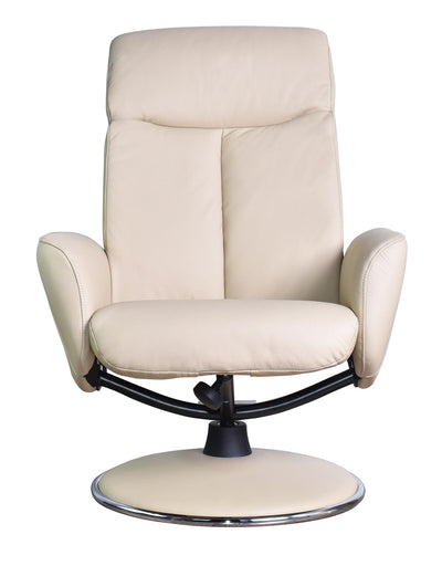 Dakota Genuine Leather Swivel Recliner Chair Cream with Match Base - Refurbished