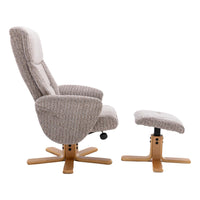 The Giza - Fabric Swivel Recliner Chair & Matching Footstool in Wheat