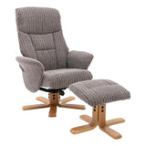 The Giza - Fabric Swivel Recliner Chair & Matching Footstool in Cafe Latte - Refurbished