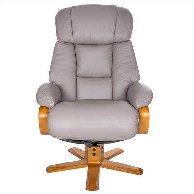 The Nice - Swivel Recliner Chair & Footstool In Pebble Genuine Leather - Clearance