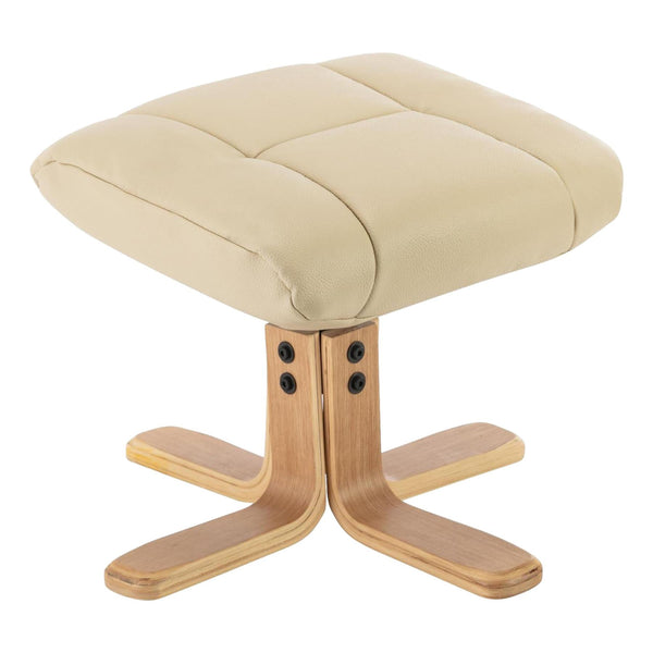 Cairo Footstool with Wooden Legs - Plush Cream Leather - Clearance Sale