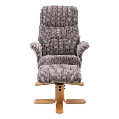 The Giza - Fabric Swivel Recliner Chair & Matching Footstool in Latte