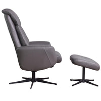 The Indiana Swivel Recliner Chair in Charcoal Genuine Leather and Black base.