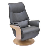 The Iowa - Stunning Electric Leather Recliner with Integrated Footstool & Wireless Remote - Charcoal