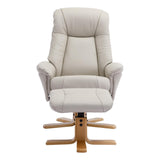 The Hawaii - Swivel Recliner Chair & Matching Footstool in Mushroom Genuine Leather