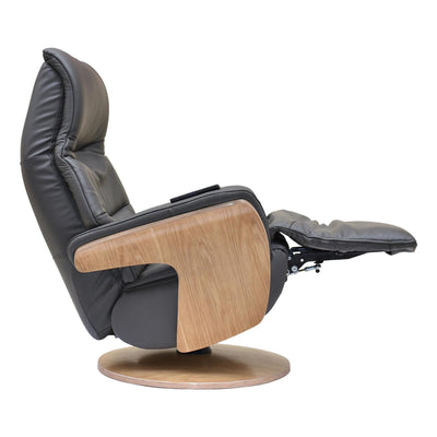 The Iowa - Stunning Electric Leather Recliner with Integrated Footstool & Wireless Remote - Charcoal