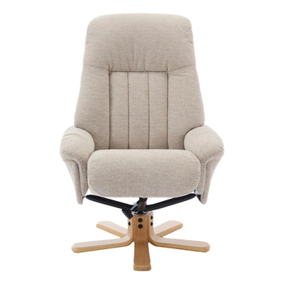 The Paris Swivel Recliner Chair & Footstool in Lille Sand Fabric