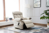 Denmark Dual Motor Riser Recliner Ergonomic Arm Chair Brushstroke Cream Fabric