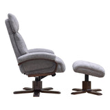 The Vienna - Swivel Recliner Chair & Matching Footstool in Taupe Fabric