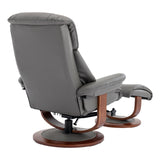 Hereford Genuine Leather Grey Swivel Reclining Chair Matching Footstool