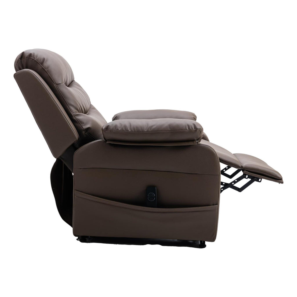 The Bamford - Single Motor Riser Recliner Chair in Truffle Plush Faux Leather - Refurbished