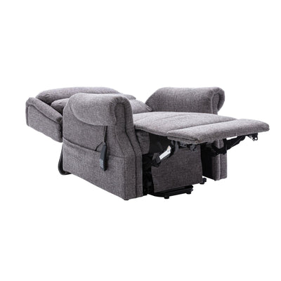 Salisbury Dual Motor Riser Recliner Arm Chair In Lisbon Grey Fabric