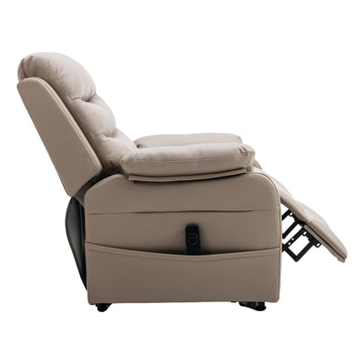 The Bamford - Single Motor Riser Recliner Chair in Pebble Plush Faux Leather