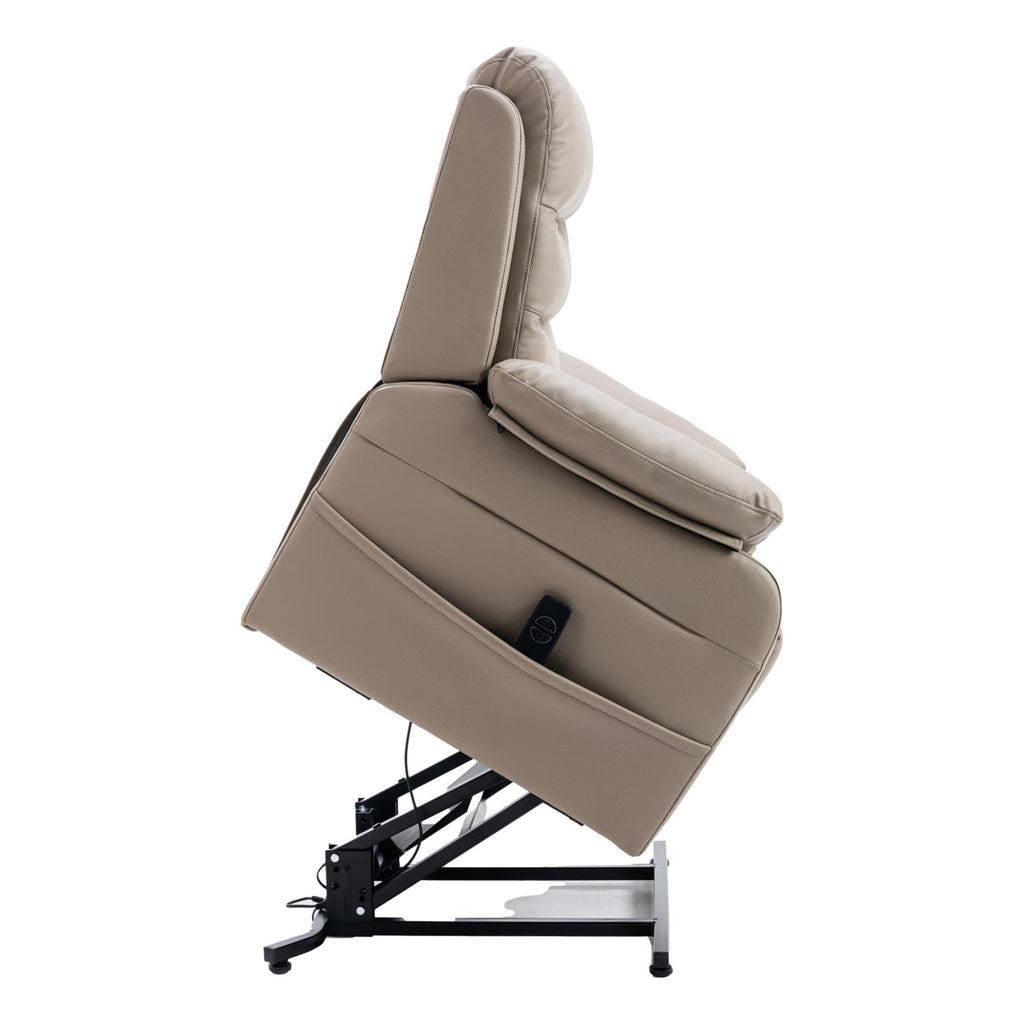 The Bamford - Single Motor Riser Recliner Chair in Pebble Plush Faux Leather